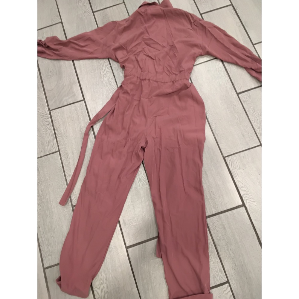 Trixxi Womens Mauve Long Sleeve Utility Jumpsuit Button Front Belted XL - Picture 6 of 7